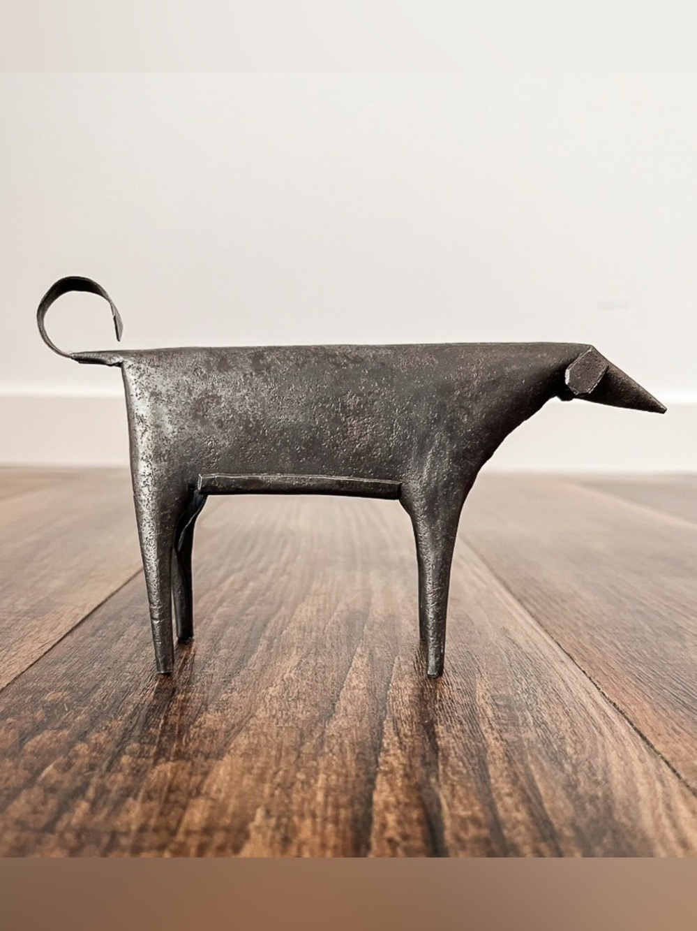 Brutalist Primitive Mid Century Modern VTG Metal Dog Sculpture Hand Forged Small